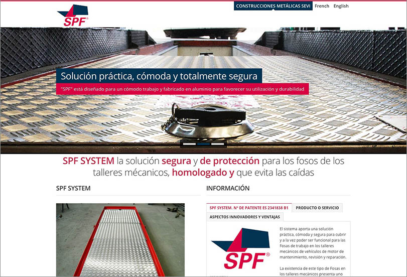 SPF System · Diseño de página web corporativa y tienda online