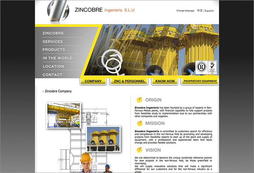 Zincobre · Diseño de página web corporativa
